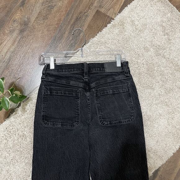 Madewell Size 26 Black High Rise Cropped Edgy Retro Emmett Wide Leg Jeans - Picture 5 of 8